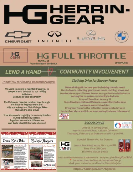 HG Cares January 2026 Newsletter Page 1